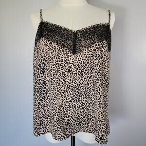 Y2K Leopard Lace Babydoll Tank Camisole Womens L Mob Wife Clubwear Layer Candies